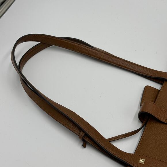 Michael Kors Karson Camel Brown Pebbled Leather Carry All Tote Bag Luggage Large - Picture 6 of 16